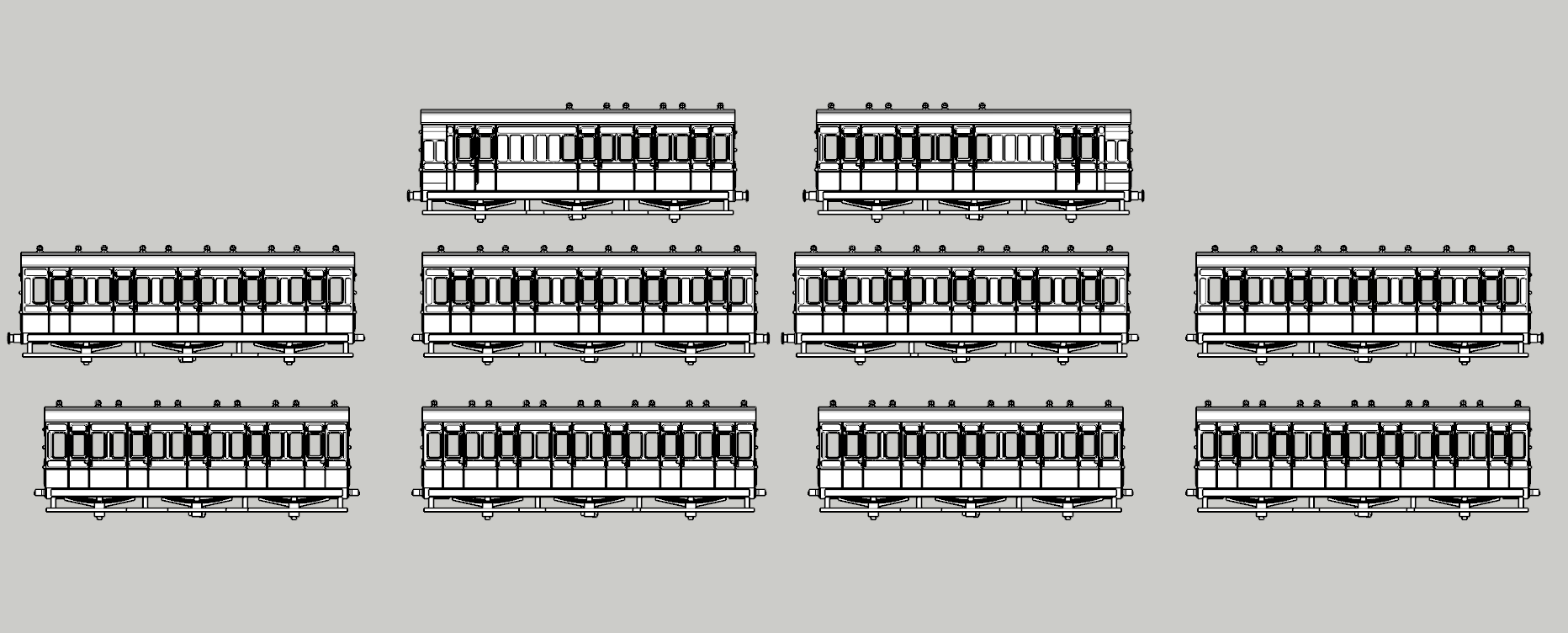 (image for) (N) LSWR 1900/01 Block Set - 10 Coach Bundle